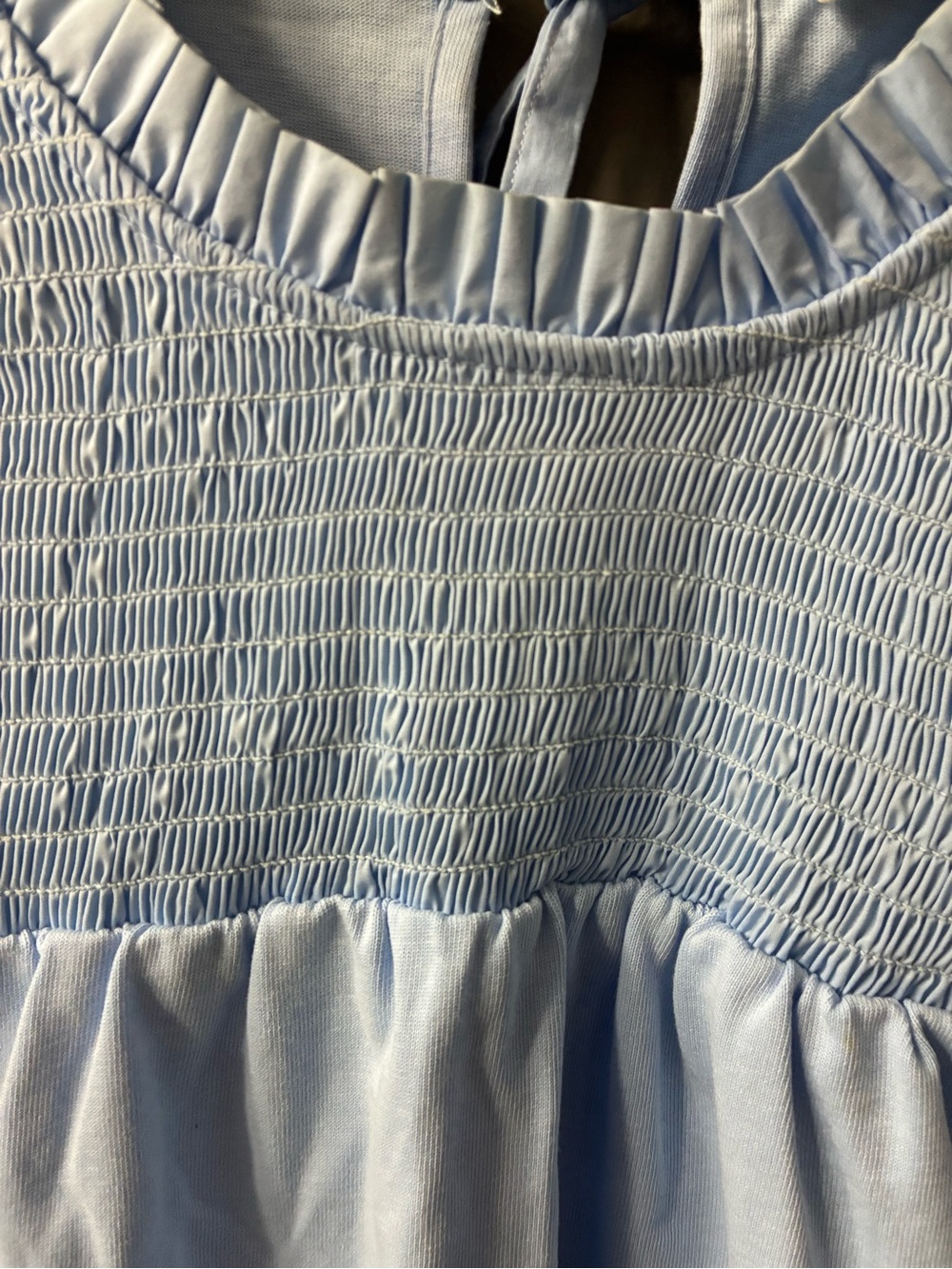 English Factory Light Sky Blue Smocking Yoke Tee. Size Large - Picture 5 of 11